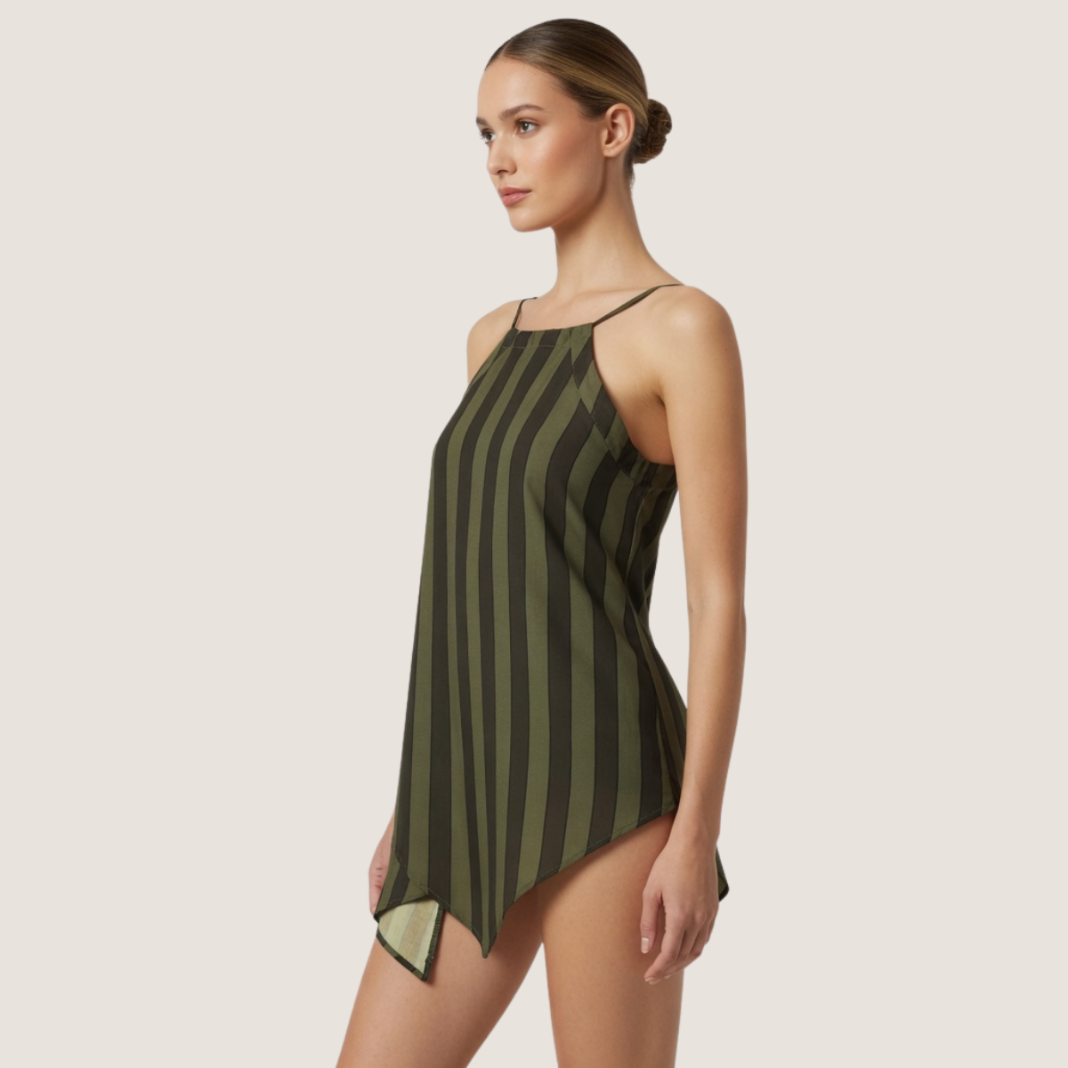 Top asymétrique à bretelles fines - LUNA STRIPE TOP