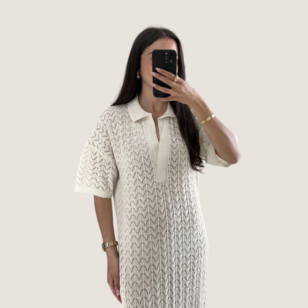 Robe longue polo en maille ajourée - Losa